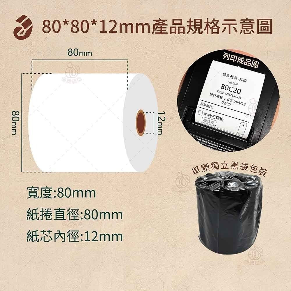 魯夫船長🌵箱購🌵POS熱感紙捲80*80*12mm／POS感熱紙卷／發票紙 (無雙酚A)／台灣製造 現貨-規格圖4