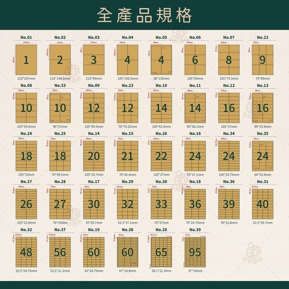 魯夫船長🌵箱購不可混搭專區🌵A4牛皮色標籤貼紙／牛皮色電腦標籤貼紙／A4三用電腦標籤／標籤貼／自黏貼紙／噴墨雷射影印-細節圖3