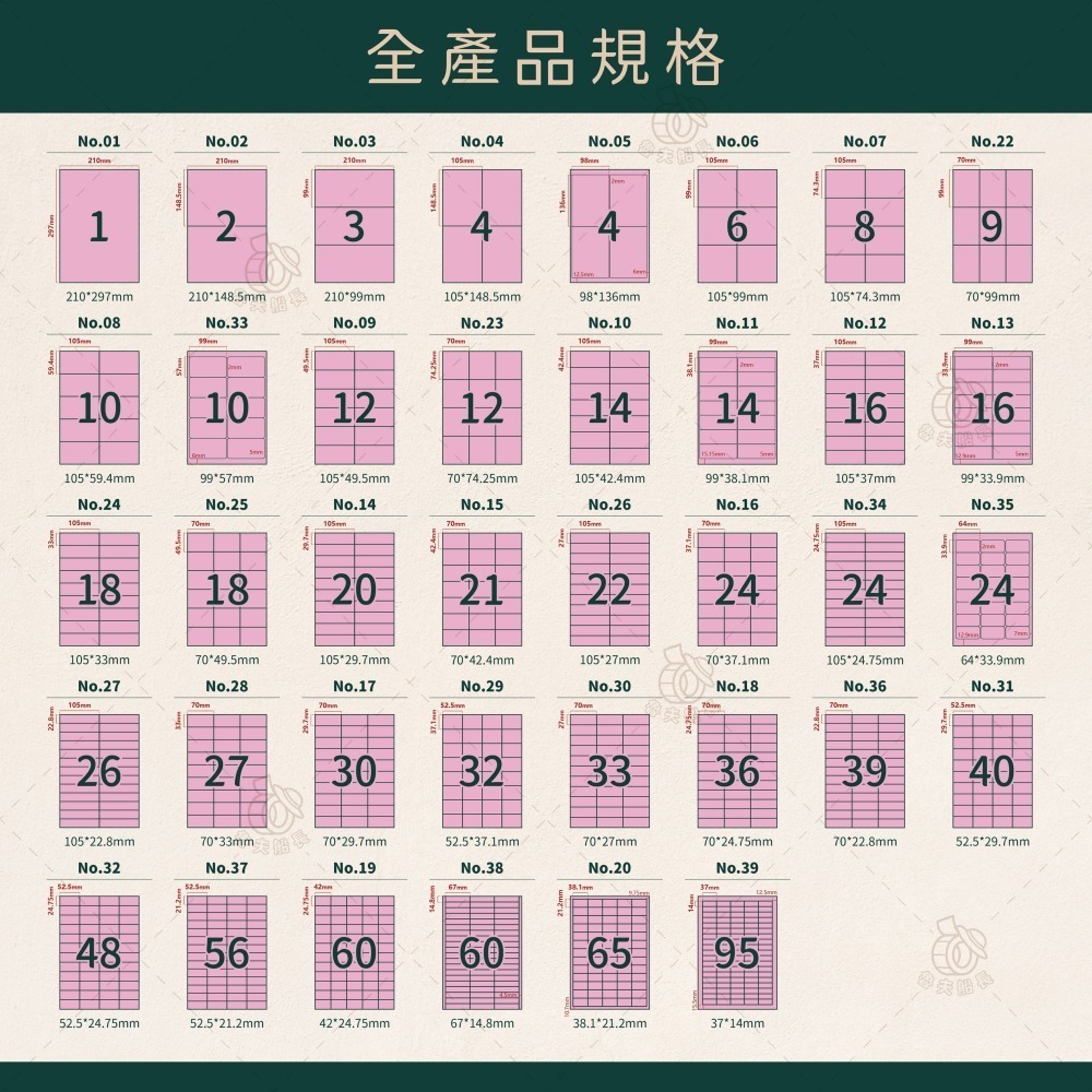 魯夫船長🌵箱購不可混搭專區🌵A4粉色標籤貼紙／粉色電腦標籤貼紙／A4三用電腦標籤／電腦標籤／自黏貼紙／噴墨雷射影印-細節圖3