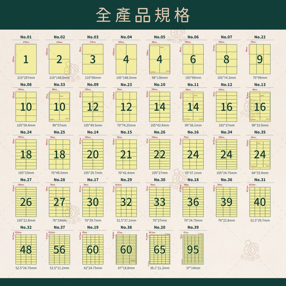 魯夫船長🌵箱購不可混搭專區🌵A4黃色標籤貼紙／黃色電腦標籤貼紙／A4三用電腦標籤／電腦標籤／自黏貼紙／噴墨雷射影印-細節圖3