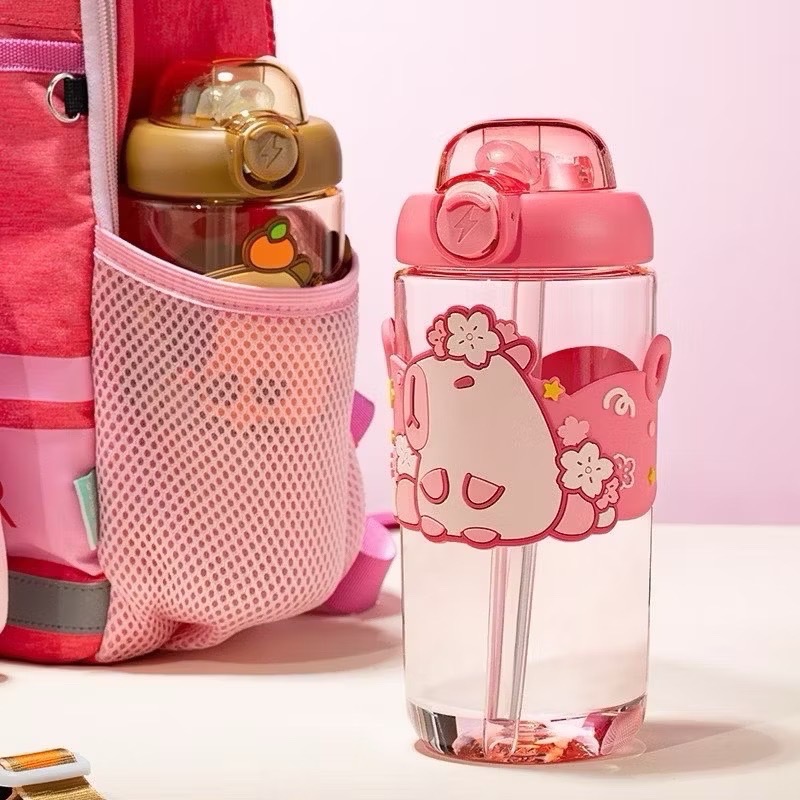 奶油商店｜台灣現貨🐈2024新品 卡皮巴拉水壺 水豚水壺 水豚君 Tritan水壺 兒童水壺 650ml-細節圖2