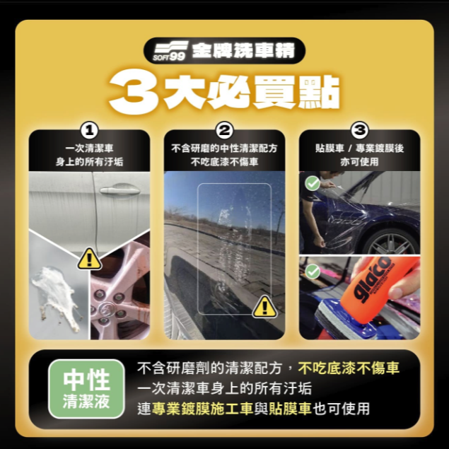 庫樂斯汽車用品-日本SOFT99 金牌洗車精 贈洗車海綿 清潔 修復鍍膜 撥水效果 中性洗車精 不傷車體-細節圖4