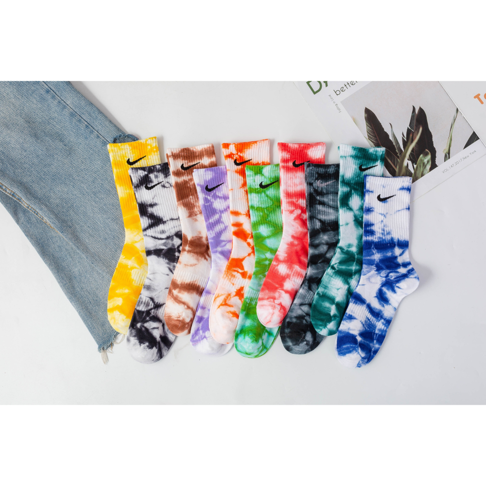 大理石花紋 渲染 運動襪 中筒襪 襪子 紮染 男女均碼 紮染襪 男女襪 長筒襪 跑步健身-細節圖2