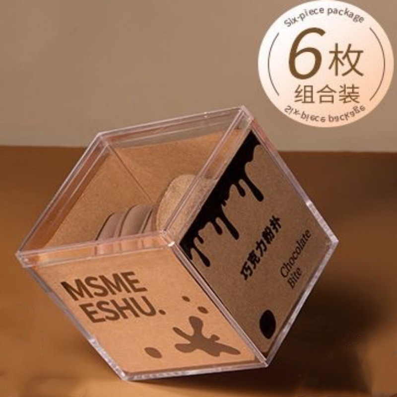 巧克力餅乾粉撲超軟植絨皮面迷你拇指幹濕兩用不吃粉底-細節圖4