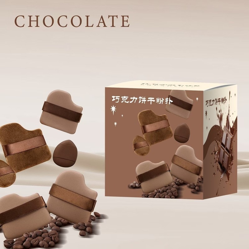 巧克力餅乾粉撲超軟植絨皮面迷你拇指幹濕兩用不吃粉底-細節圖5