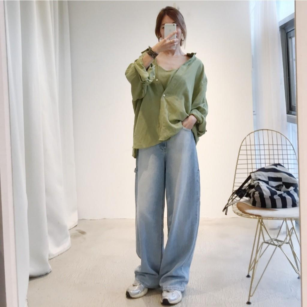 韓 軟料牛仔寬褲#052807803806(SML)-細節圖2