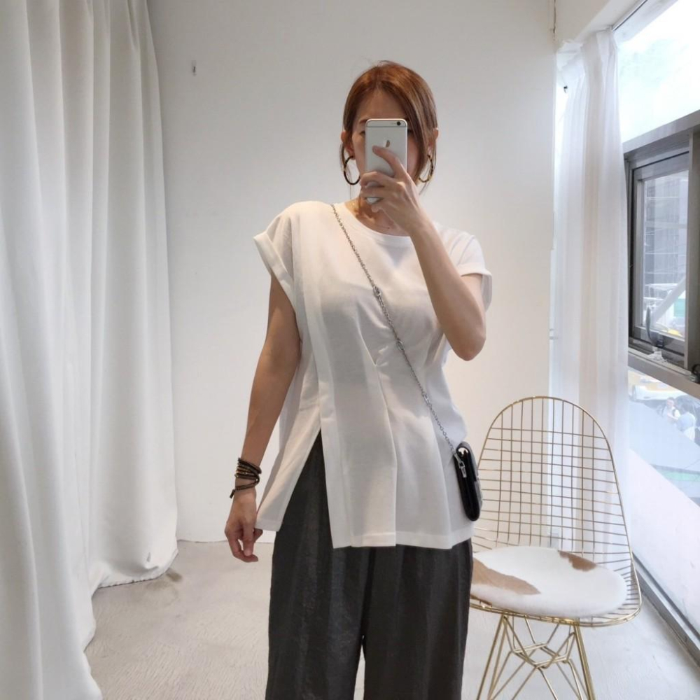 二色開岔打折素T#061902002406(黑白)-細節圖3