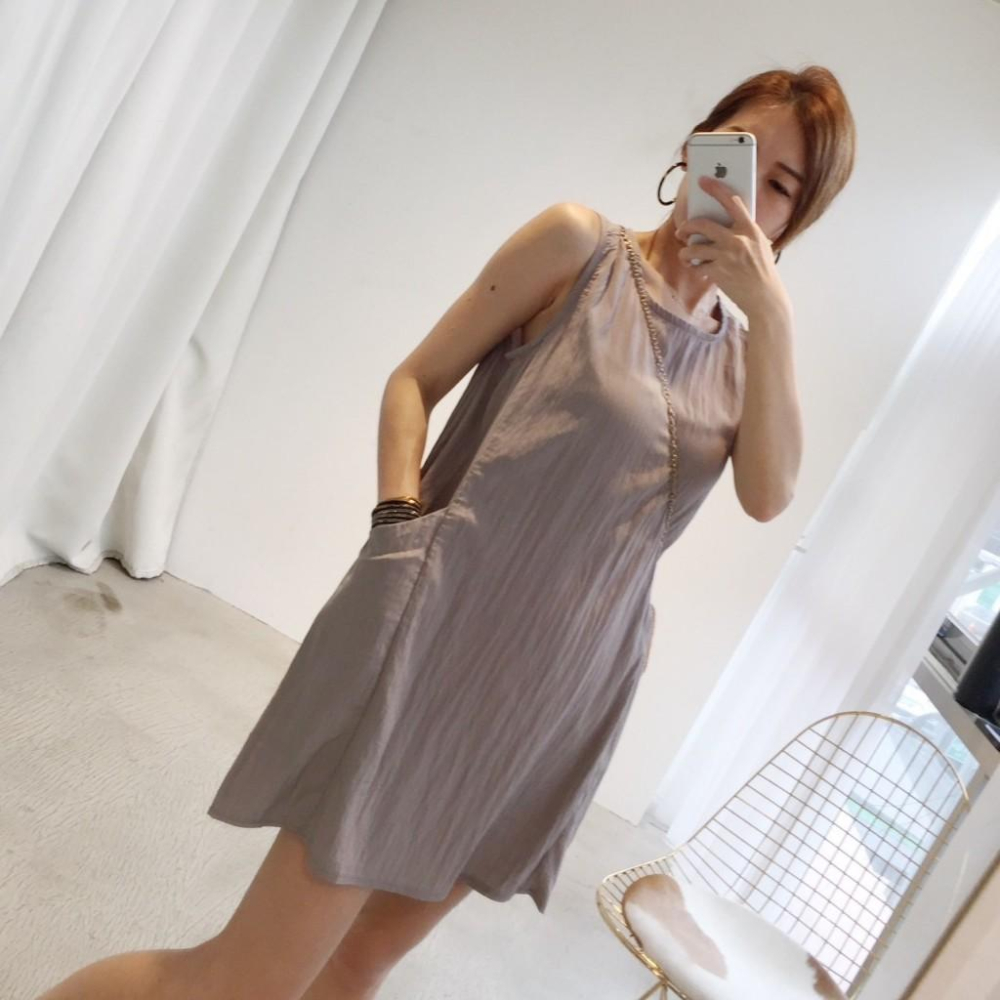 韓 二色口袋涼感洋#052803000206(杏黑)-細節圖3