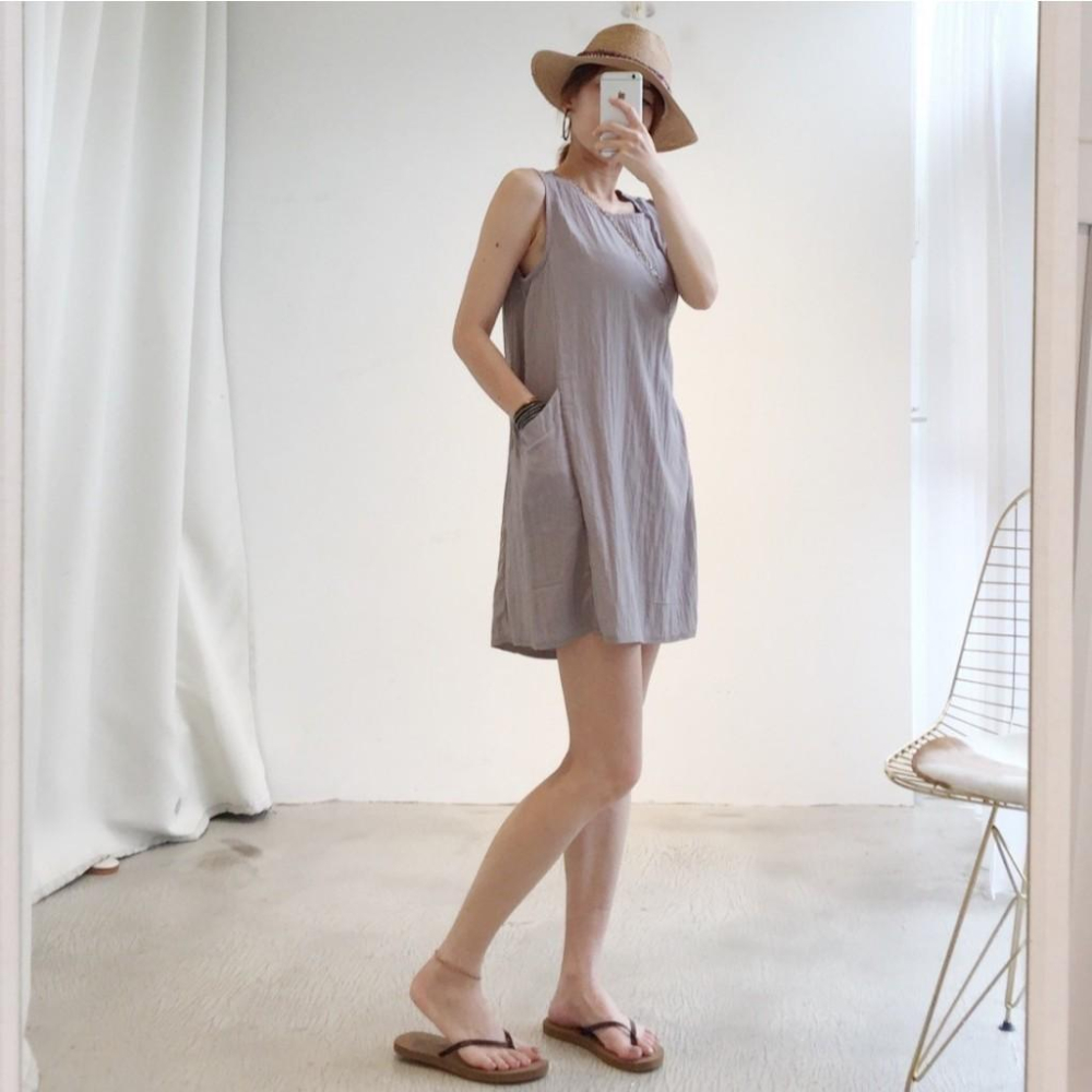 韓 二色口袋涼感洋#052803000206(杏黑)-細節圖6