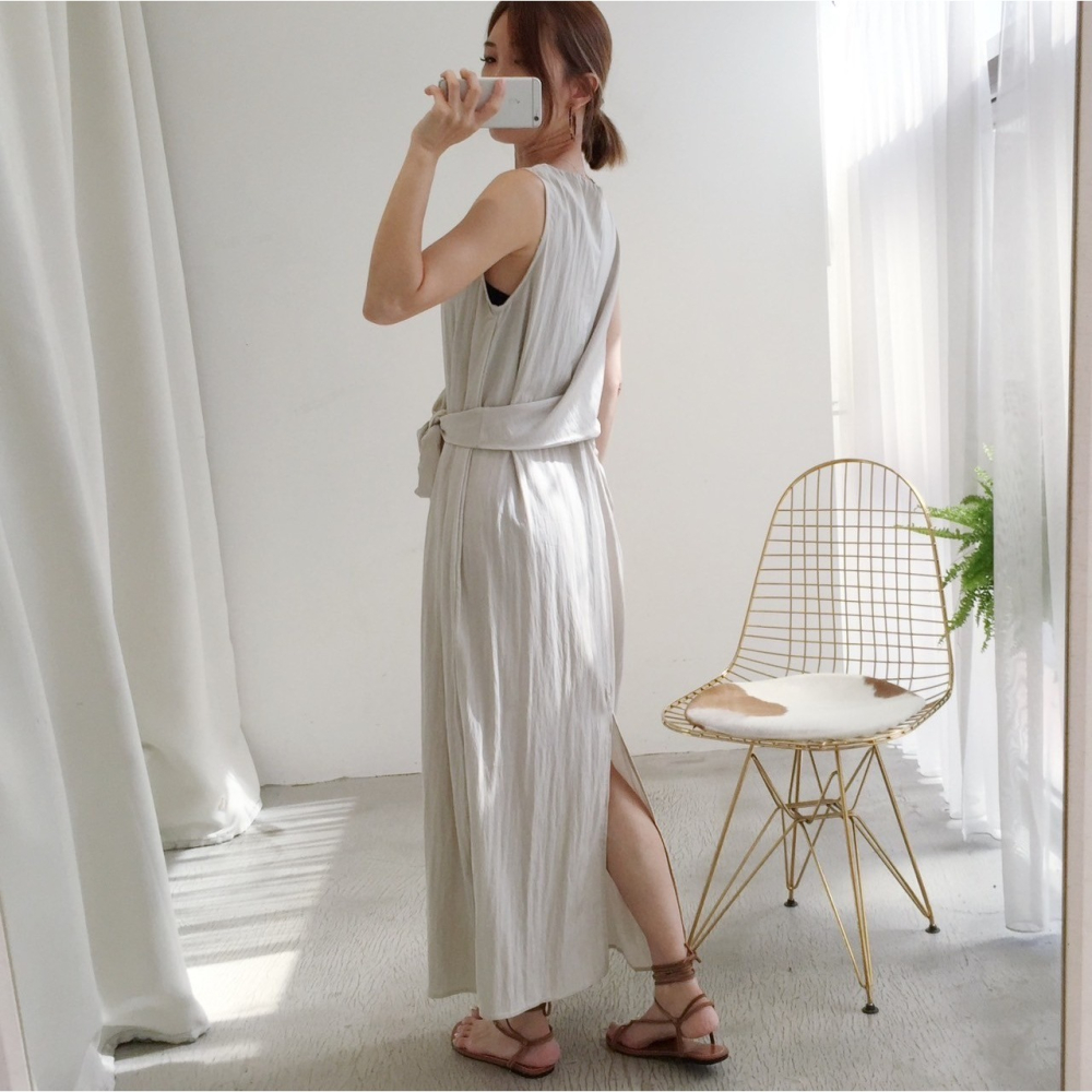 三色綁帶長洋#071504002803(藍黑米)-細節圖2