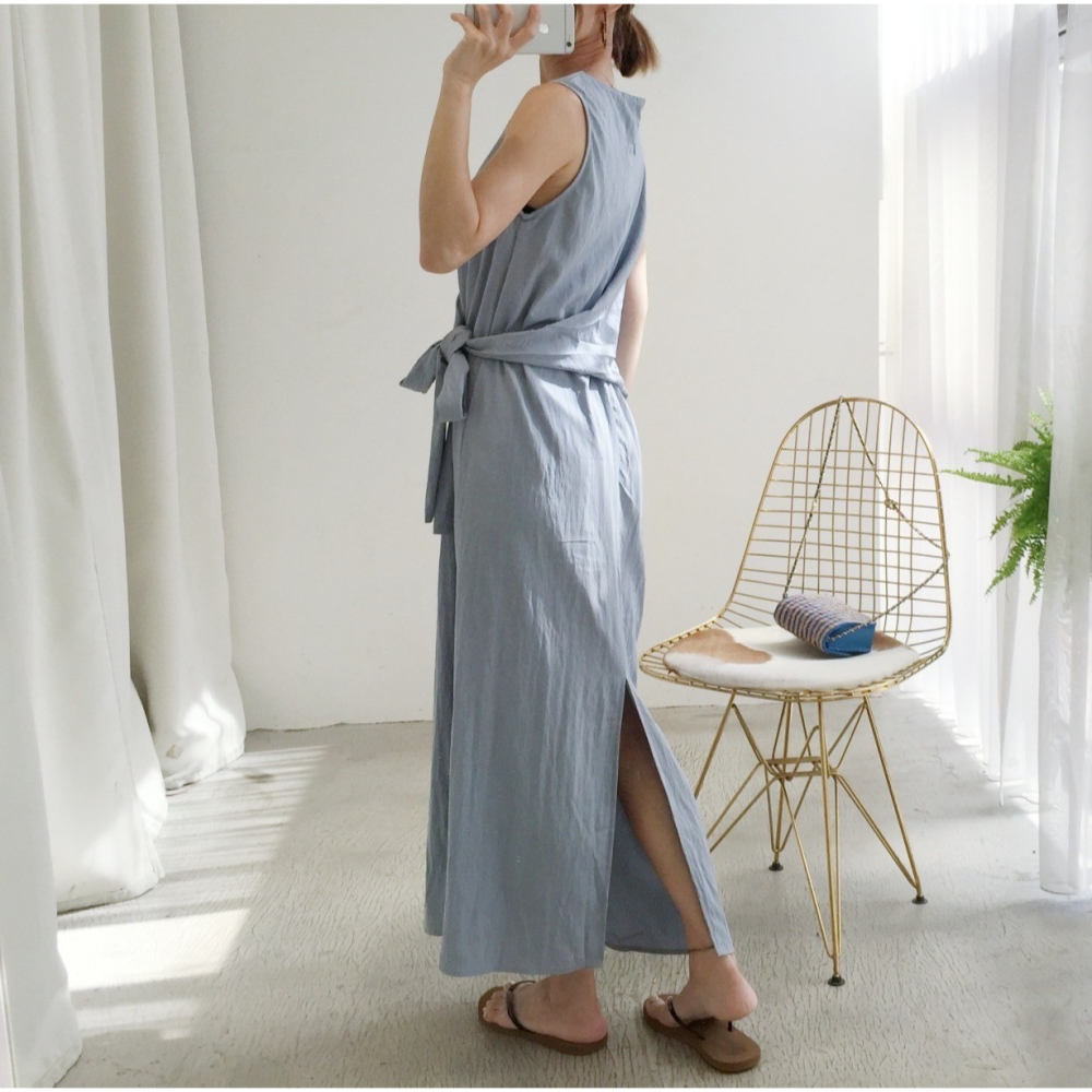 三色綁帶長洋#071504002803(藍黑米)-細節圖6