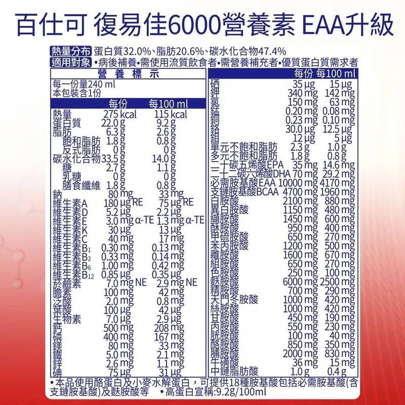 BOSCOGEN百仕可 復易佳 6000 Plus /復易佳3000營養素(甜香草/不甜原味)-細節圖3