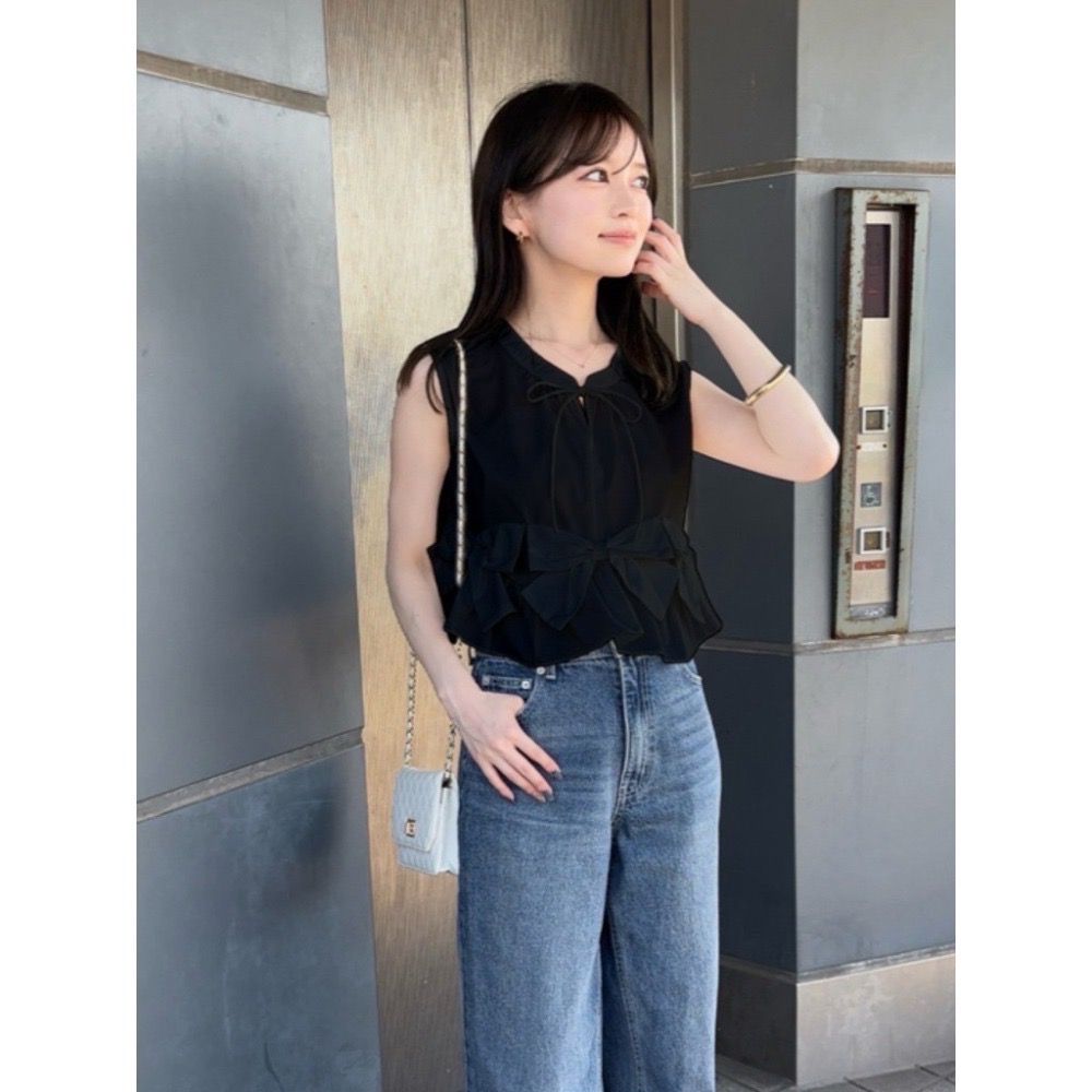 現貨｜GRL 蝴蝶結荷葉邊 無袖 襯衫 ai302 ✨-細節圖4