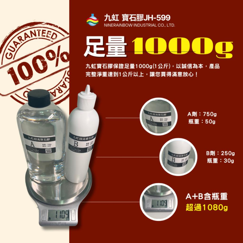 【九虹】高亮寶石膠 台灣製造 不藍不黃色澤穩定 滴膠 環氧樹脂 AB膠 水晶膠 FT599-細節圖4