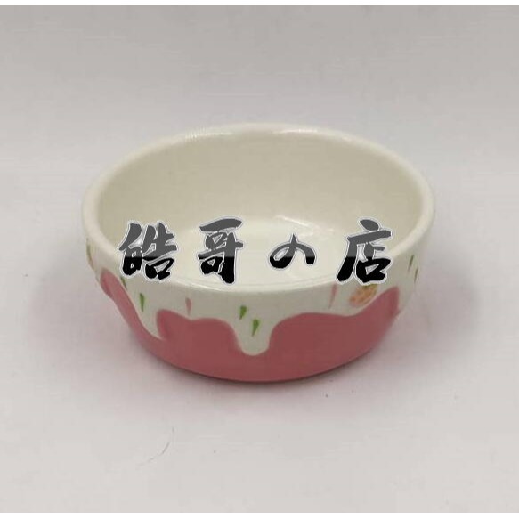 ►OS平價屋 倉鼠草莓造型陶瓷加重飼料盆黃金鼠/銀狐/老公公/一線鼠/三線鼠/楓葉/布丁/紫倉/通心粉/睡鼠/沙鼠-規格圖1