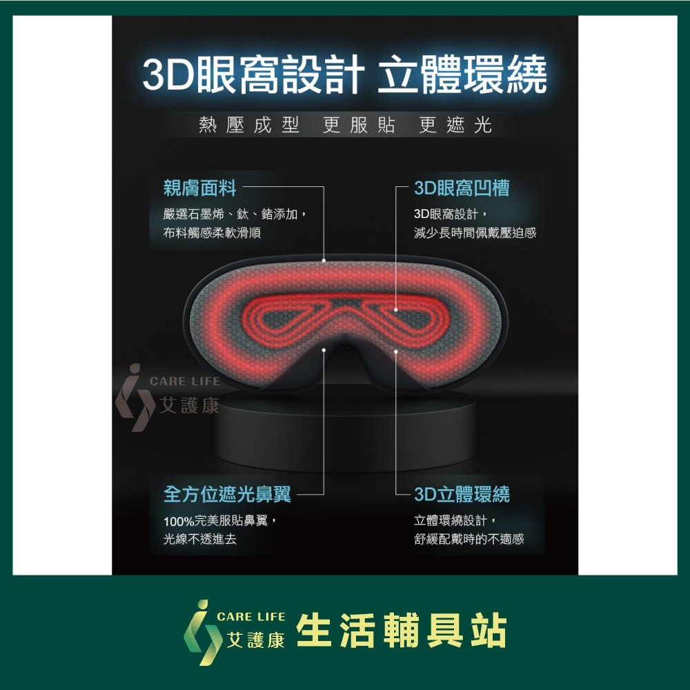 艾護康 南良H&H 石墨烯鈦鍺立體眼罩 眼罩 醫療眼罩 熱敷眼罩 石墨烯眼罩 加熱眼罩-細節圖7