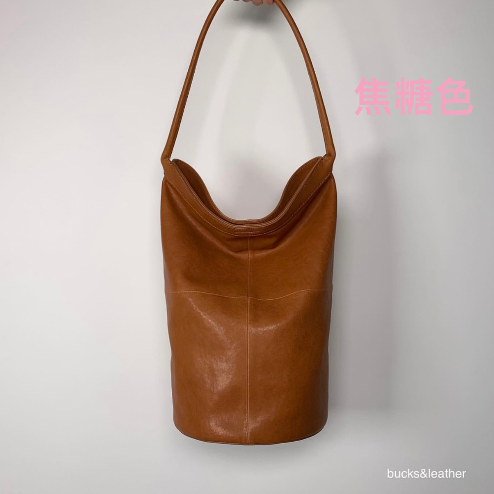 【預購】正韓 bucks leather ✈️韓國空運✈️ 復古風水桶包大容量單肩包 202306包-細節圖3