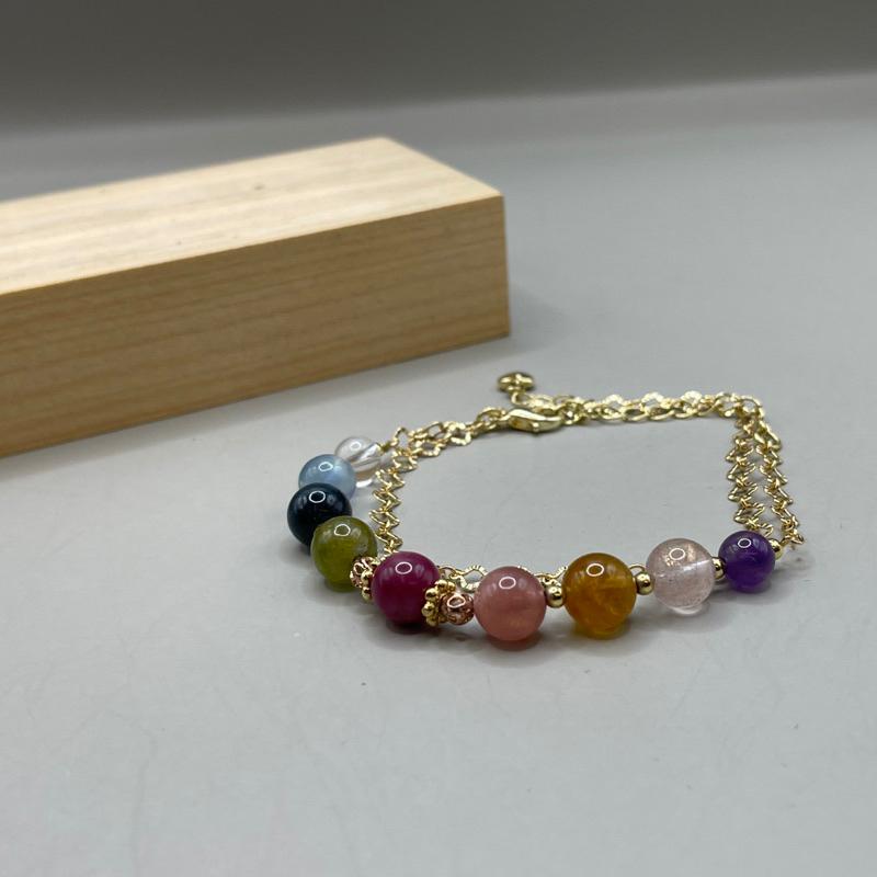 手作輕珠寶-碧璽手鍊系列-共有五款，都是以碧璽為主題做搭配的｜元元圓滾滾-細節圖4