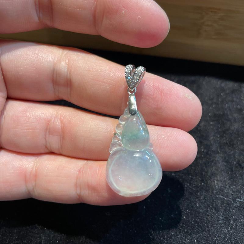 小資精選🎁.天然A貨緬甸玉.冰種胖胖葫蘆墜.925純銀墜頭.送禮收藏兩相宜｜超值優惠.瀚玉珠寶-細節圖2