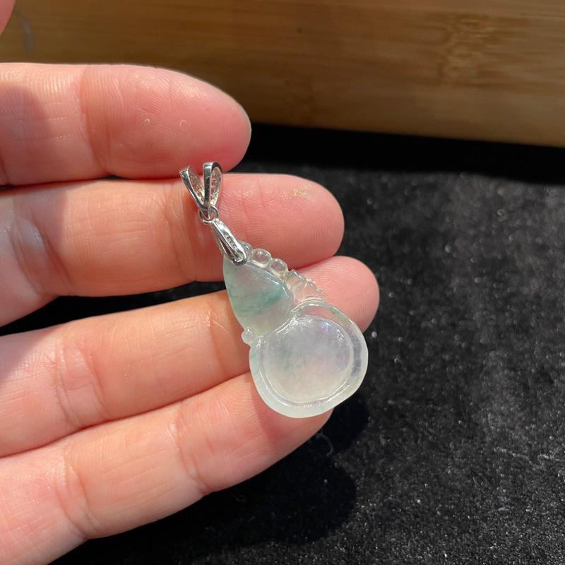 小資精選🎁.天然A貨緬甸玉.冰種胖胖葫蘆墜.925純銀墜頭.送禮收藏兩相宜｜超值優惠.瀚玉珠寶-細節圖3