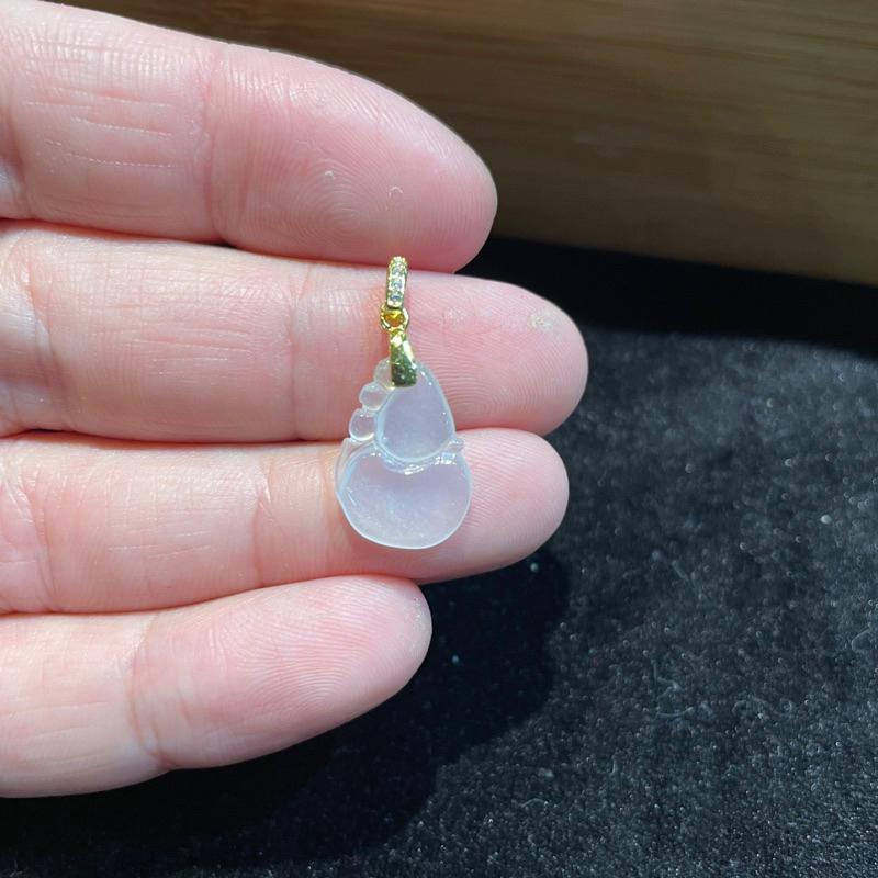 小資精選🎁.天然A貨緬甸玉.極品冰種白淨小葫蘆墜.925純銀墜頭.送禮收藏兩相宜｜超值優惠.瀚玉珠寶-細節圖2