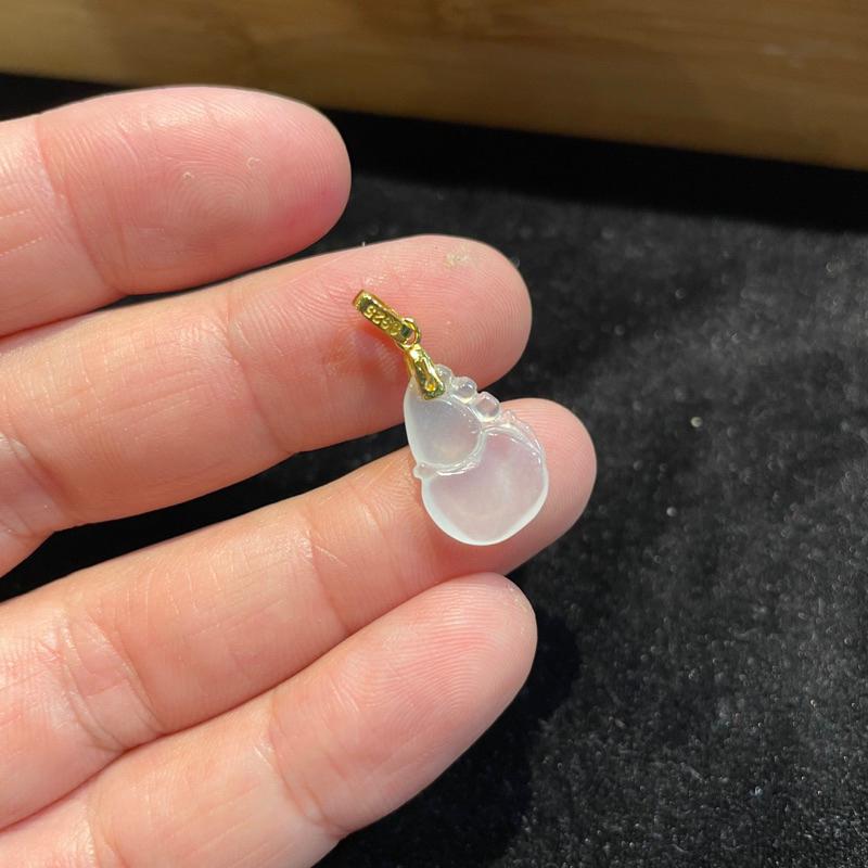 小資精選🎁.天然A貨緬甸玉.極品冰種白淨小葫蘆墜.925純銀墜頭.送禮收藏兩相宜｜超值優惠.瀚玉珠寶-細節圖3