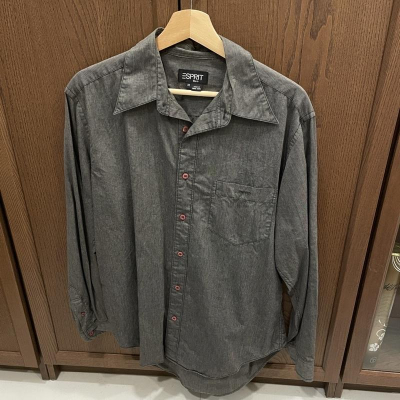 二手衣服，出清便宜賣！ESPRIT灰色長袖襯衫，M號，香港製
