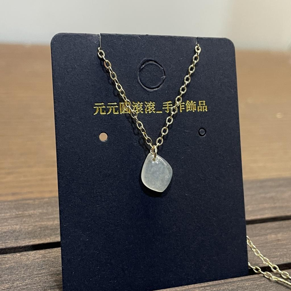 「瀚玉珠寶」天然緬甸玉-高冰放光菱形項鍊，14k注金翡翠項鍊-細節圖2