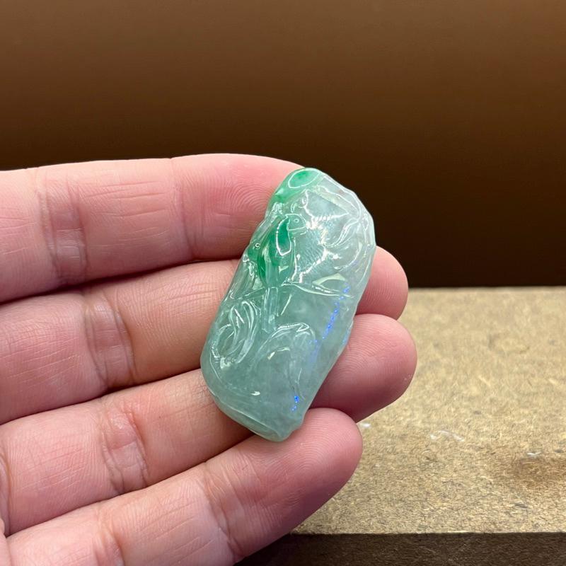 瀚玉珠寶.天然A貨緬甸玉翡翠.辣綠竹節竹子.節節高升.種好搶眼綠色.超值收藏品｜緬甸玉-細節圖2