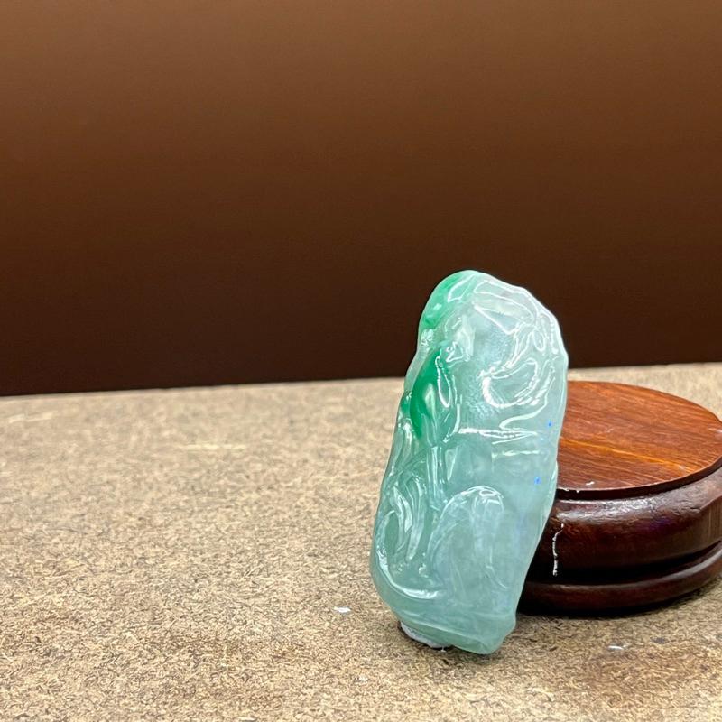 瀚玉珠寶.天然A貨緬甸玉翡翠.辣綠竹節竹子.節節高升.種好搶眼綠色.超值收藏品｜緬甸玉-細節圖3