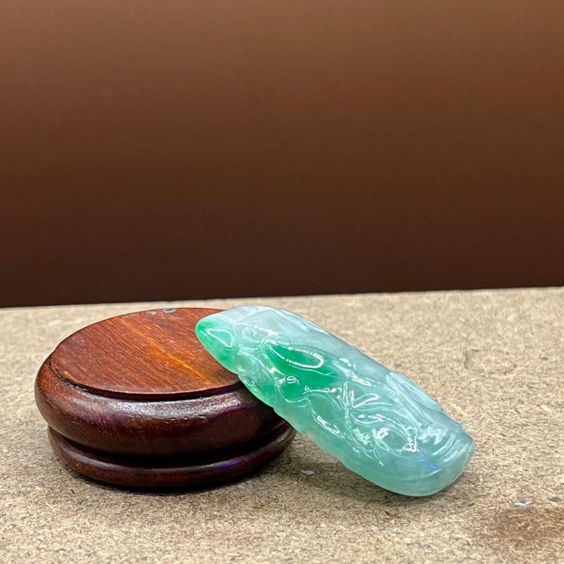 瀚玉珠寶.天然A貨緬甸玉翡翠.辣綠竹節竹子.節節高升.種好搶眼綠色.超值收藏品｜緬甸玉-細節圖5