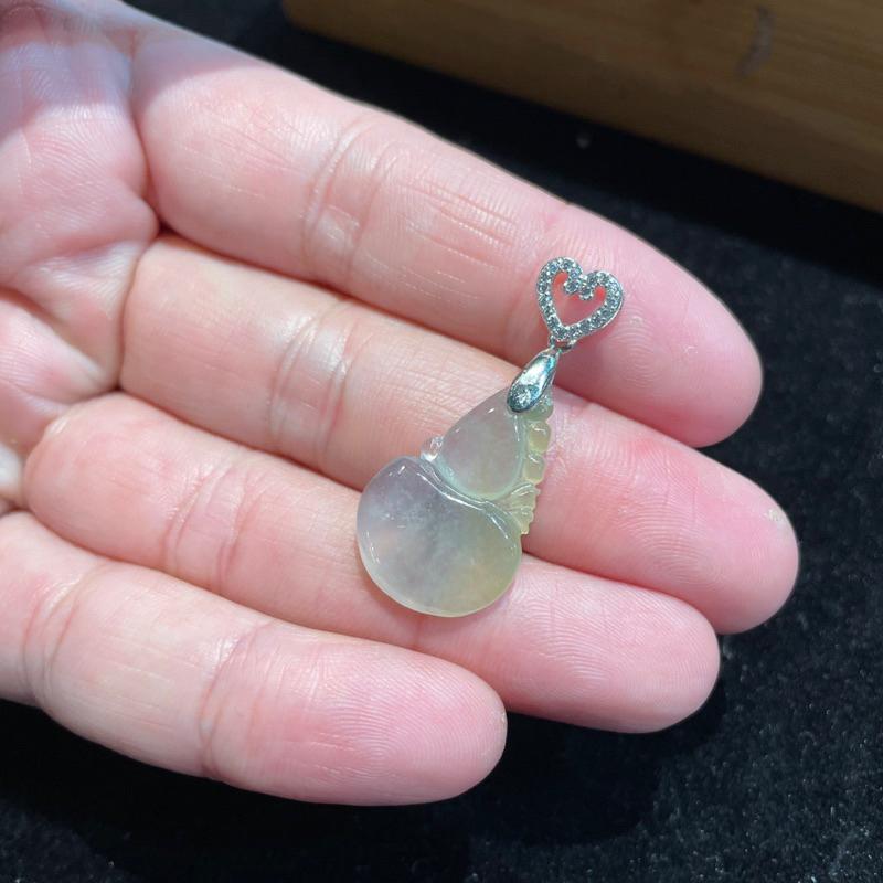 瀚玉珠寶.天然A貨緬甸玉.高冰黃葫蘆翡翠墜.925純銀墜頭.送禮收藏兩相宜｜緬甸玉-細節圖2