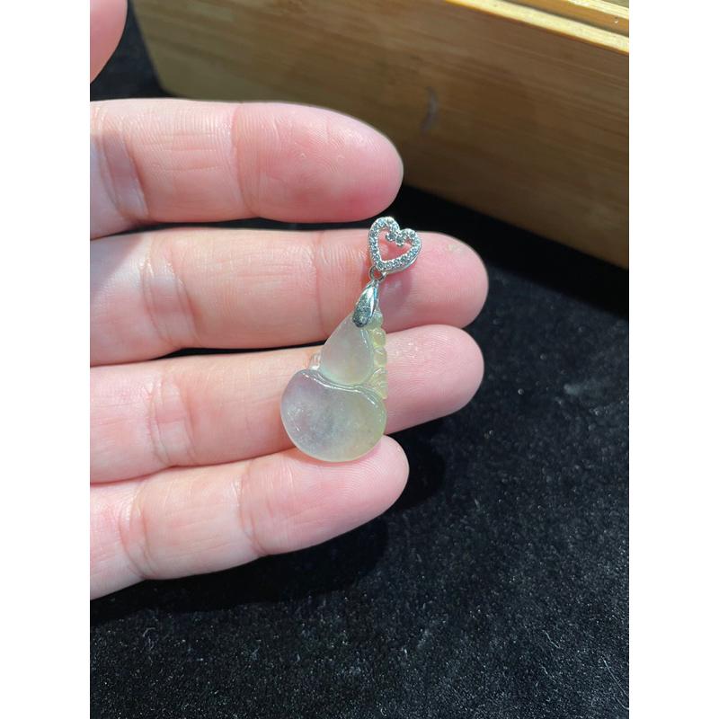 瀚玉珠寶.天然A貨緬甸玉.高冰黃葫蘆翡翠墜.925純銀墜頭.送禮收藏兩相宜｜緬甸玉-細節圖4