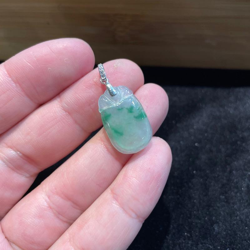 小資精選🎁.天然A貨緬甸玉.冰種飄綠福貝.925純銀墜頭.送禮收藏兩相宜｜超值優惠.瀚玉珠寶-細節圖3