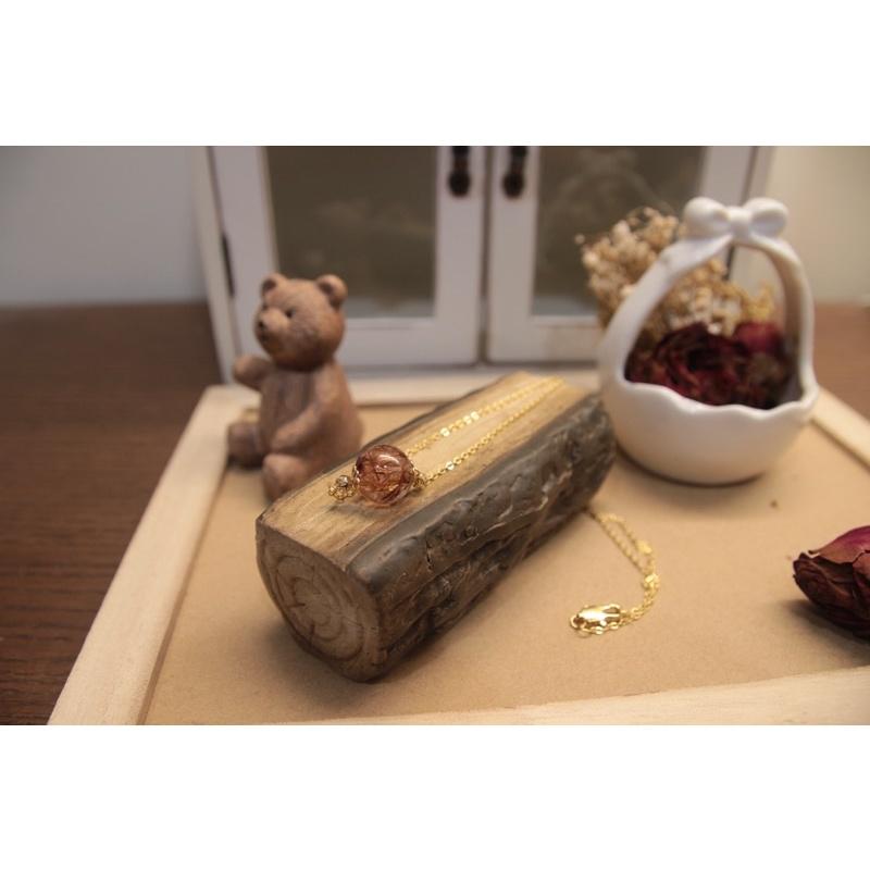 極美單顆系列「極品紅銅鈦單珠項鍊」14k注金，元元圓滾滾-細節圖2