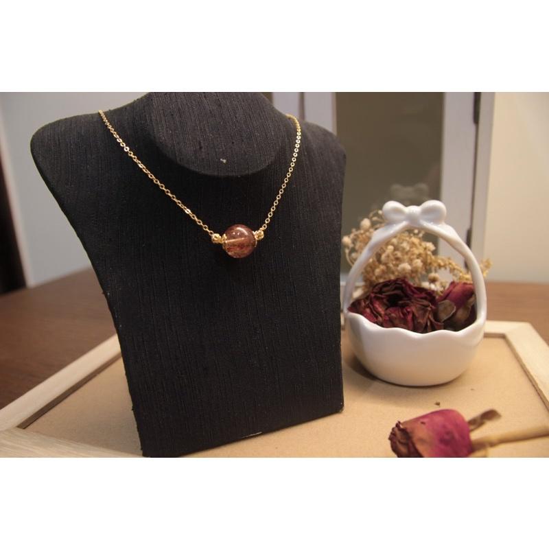 極美單顆系列「極品紅銅鈦單珠項鍊」14k注金，元元圓滾滾-細節圖5