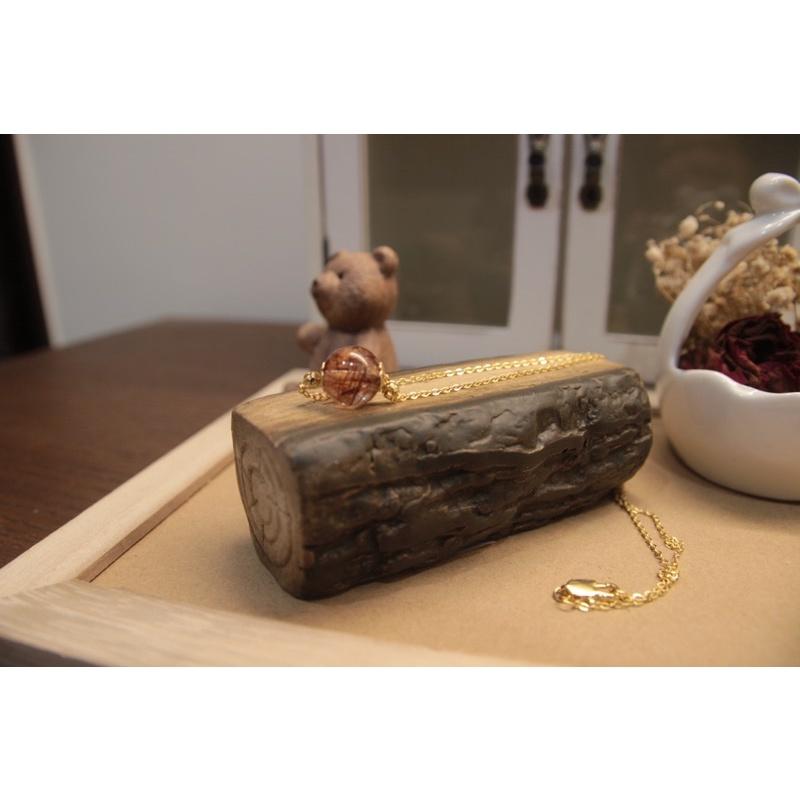 極美單顆系列「極品紅銅鈦單珠項鍊」14k注金，元元圓滾滾-細節圖6