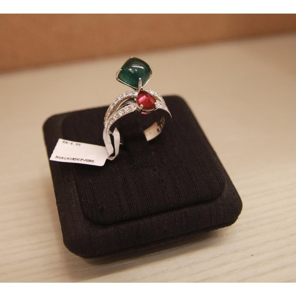 天然祖母綠搭配紅寶鑽石戒指💎💍 國際圍#12 祖母綠：4.92ct-細節圖5