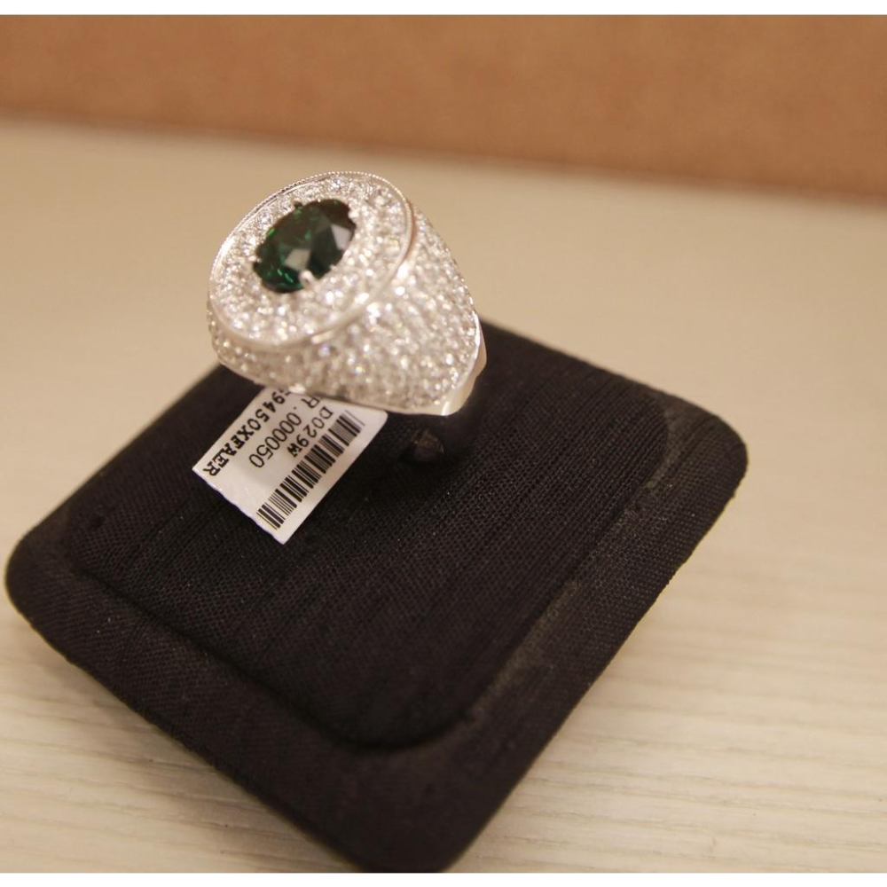 天然沙佛萊豪華滿鑽戒💎💍 國際圍#18 沙佛萊石：4.21ct-細節圖2