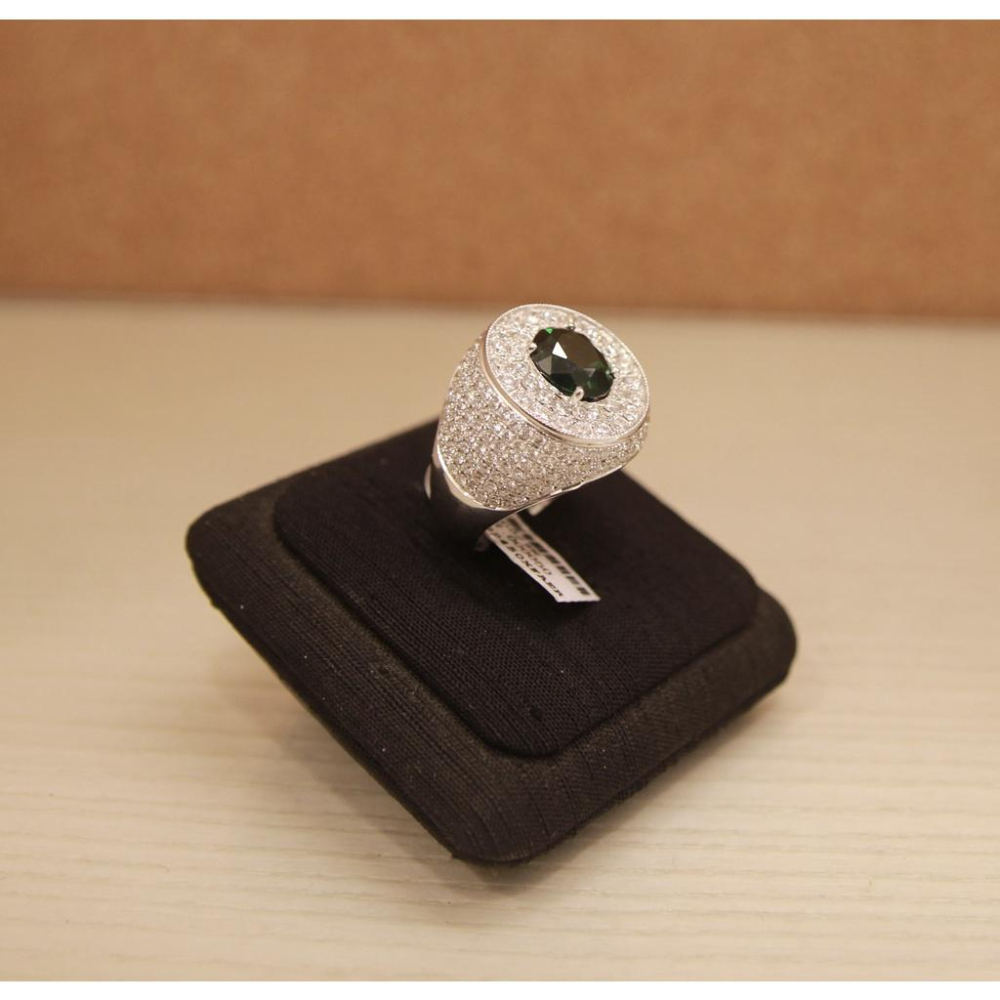 天然沙佛萊豪華滿鑽戒💎💍 國際圍#18 沙佛萊石：4.21ct-細節圖3