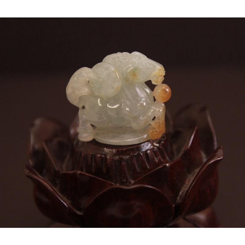 冰種帶黃翡翠-馬到成功，馬上有錢！天然緬甸玉十二生肖-馬-細節圖3