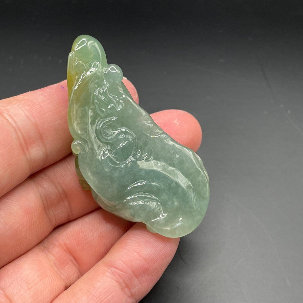 『瀚玉珠寶』老三彩翡翠.不動明王.蜜糖黃＋正陽綠.緬甸玉.天然A貨翡翠-細節圖5