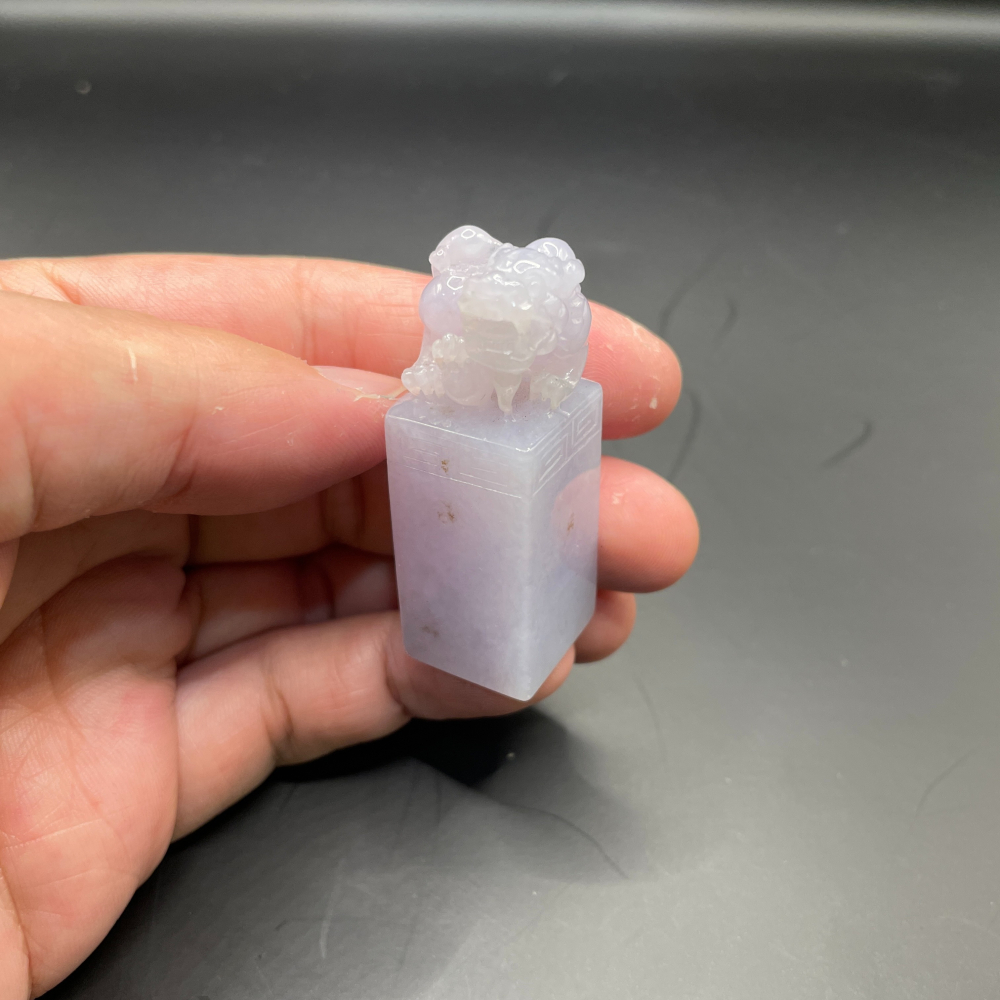 『瀚玉珠寶』紫羅蘭翡翠印章.貔貅印章.緬甸玉印章.方章.鈕印.天然A貨翡翠.冰糯種紫羅蘭灑金印章.翡翠印章專賣-細節圖2