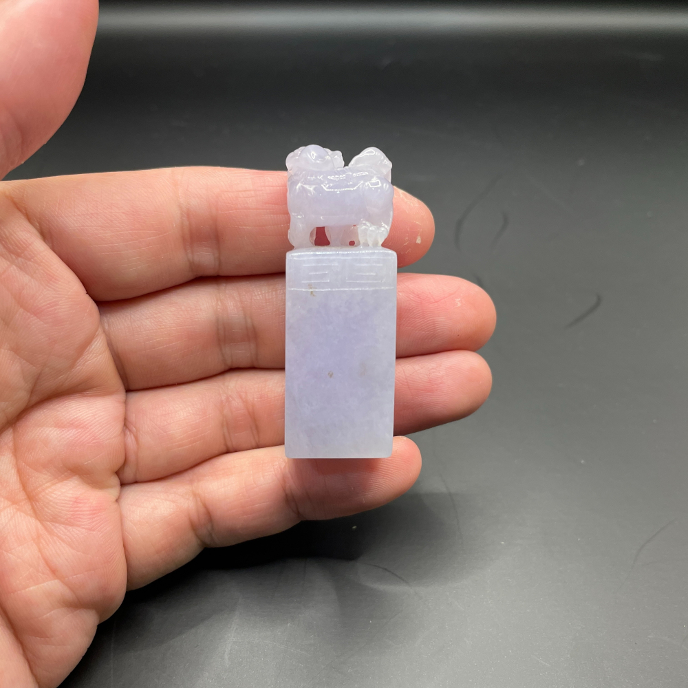 『瀚玉珠寶』紫羅蘭翡翠印章.貔貅印章.緬甸玉印章.方章.鈕印.天然A貨翡翠.冰糯種紫羅蘭灑金印章.翡翠印章專賣-細節圖4