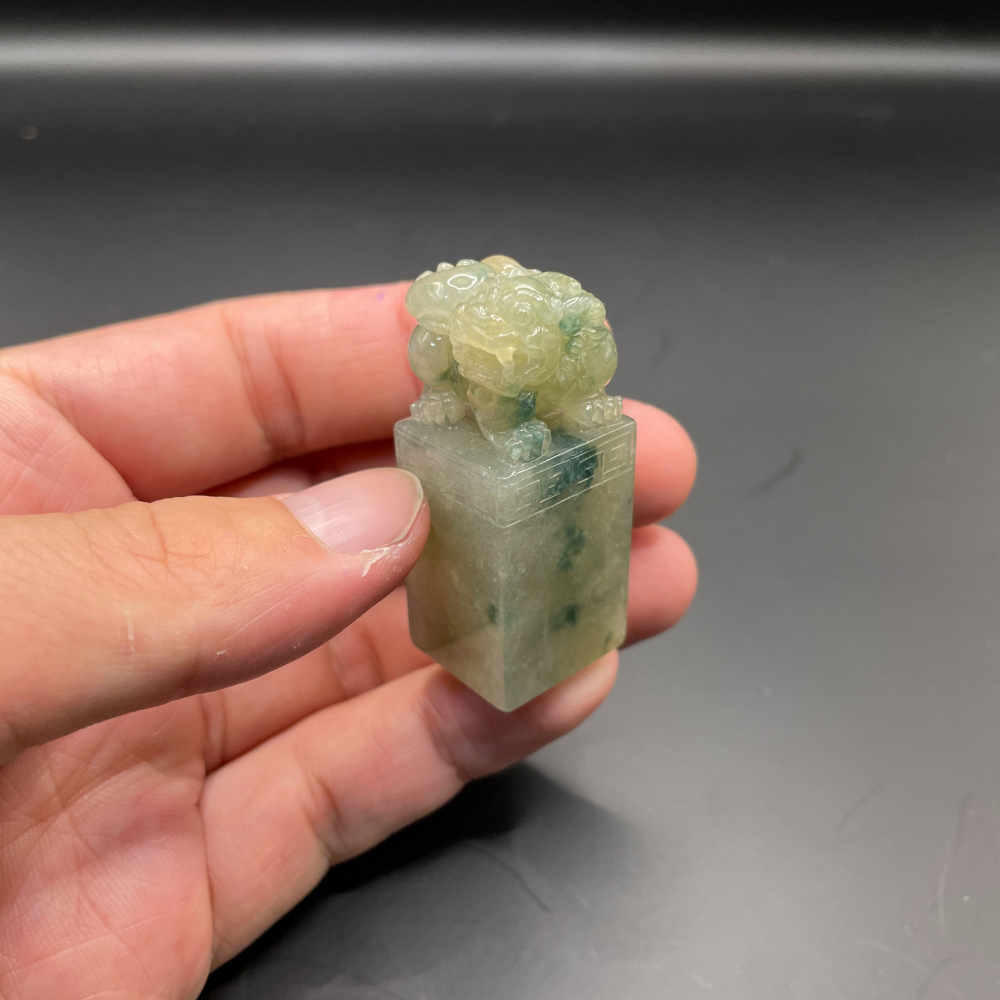 『瀚玉珠寶』冰黃飄花翡翠印章.貔貅印章.招財避邪保平安.緬甸玉印章.方印.鈕印.天然緬甸玉.翡翠印章專賣-細節圖2