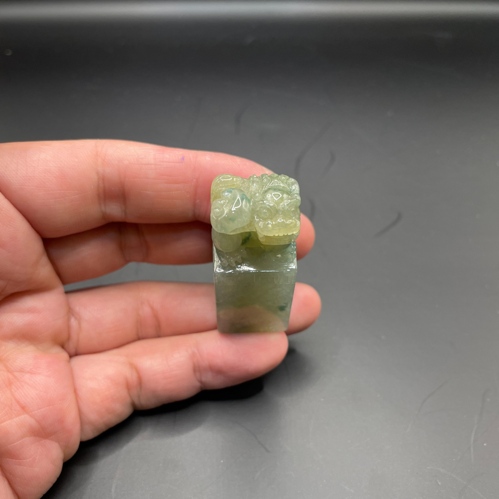 『瀚玉珠寶』冰黃飄花翡翠印章.貔貅印章.招財避邪保平安.緬甸玉印章.方印.鈕印.天然緬甸玉.翡翠印章專賣-細節圖4