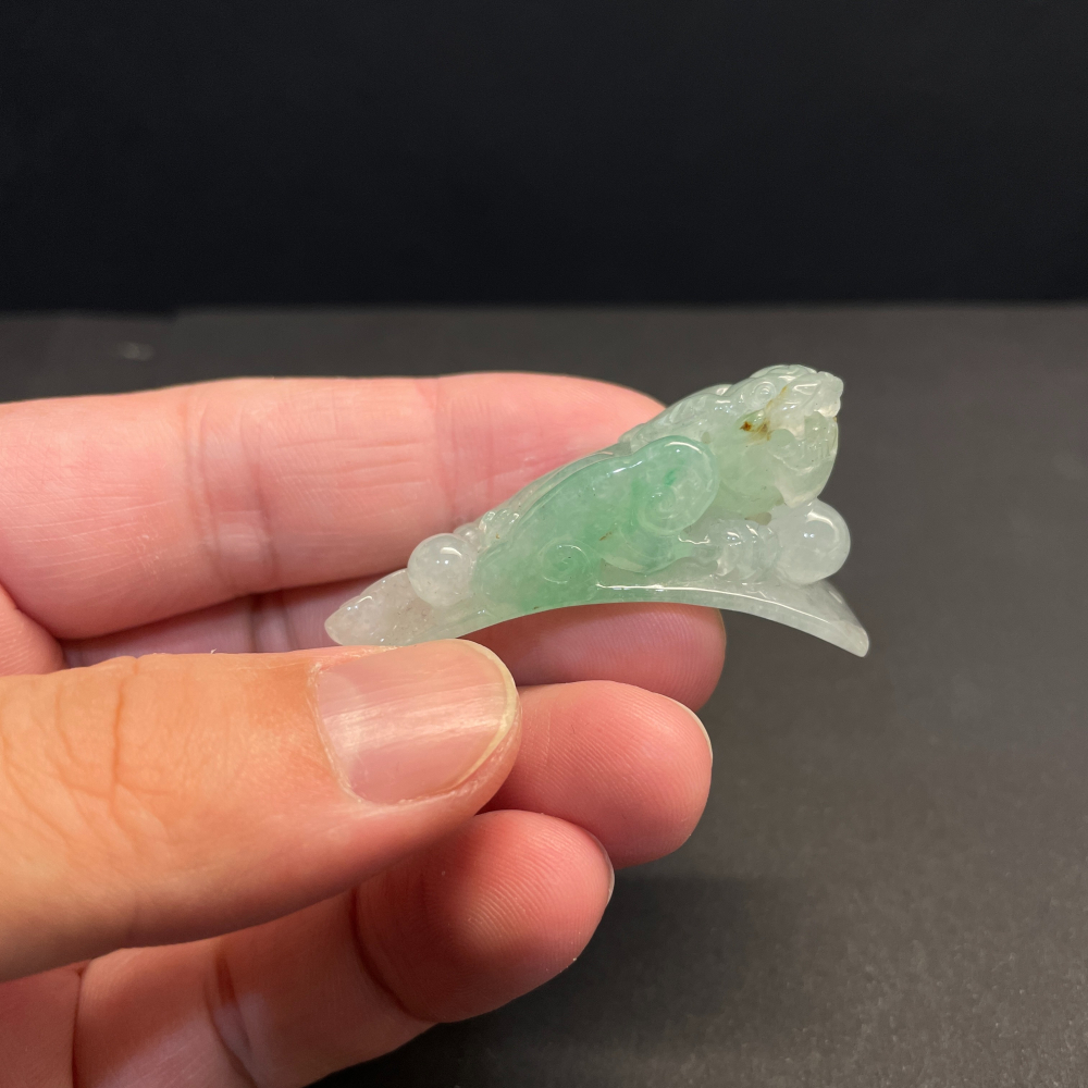 瀚玉珠寶 天然翡翠 冰種飄綠貔貅玉牌  緬甸玉A貨-細節圖2