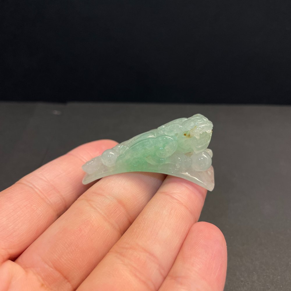 瀚玉珠寶 天然翡翠 冰種飄綠貔貅玉牌  緬甸玉A貨-細節圖3
