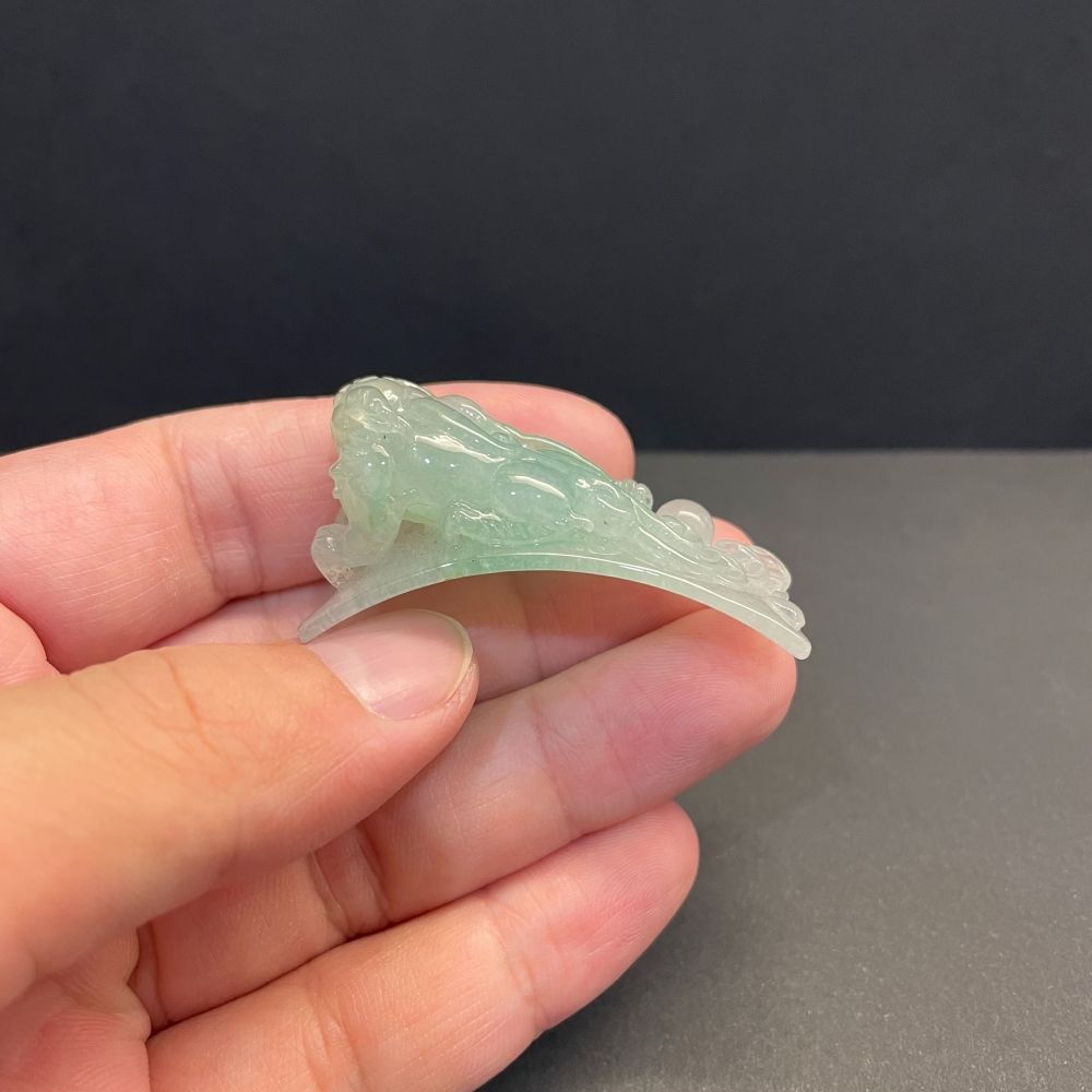 瀚玉珠寶 天然翡翠 冰種飄綠貔貅玉牌  緬甸玉A貨-細節圖6