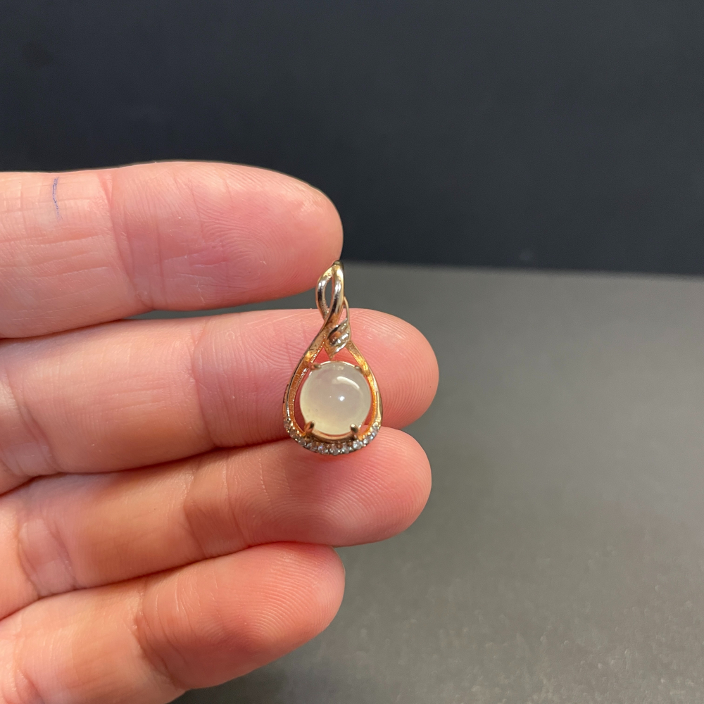 瀚玉珠寶 天然翡翠 冰種蛋面翡翠墜子 925純銀 玫瑰金色 天然A貨翡翠緬甸玉-細節圖2